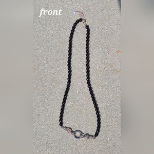 NEW Sterling Silver & Faceted Black Spinel Necklace w/ O-Ring to Add any Pendant